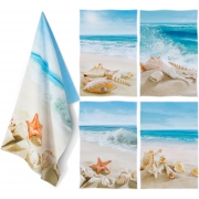 4 PCS Beach Kitchen Towels Beach Themed Decor for Home Beach Accessories Hand Towels Tea Towels for Kitchen Housewarming Gift for New Home, Blue Coastal Kitchen Towels (Light Blue, Beach Ocean)