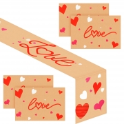 13 x 72 Inch Valentines Day Table Runner Burlap Rustic Love Heart Table Runner with 4 Valentines Day Placemats Red Pink White Valentine's Day Dinner Table Decor Valentines Engagement Party Supplies